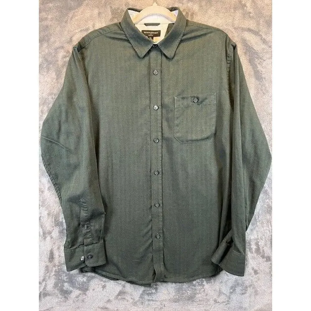 Men's Banana Republic Dark Green XL L/S 100% Cotton Button Up Collared Slim Fit